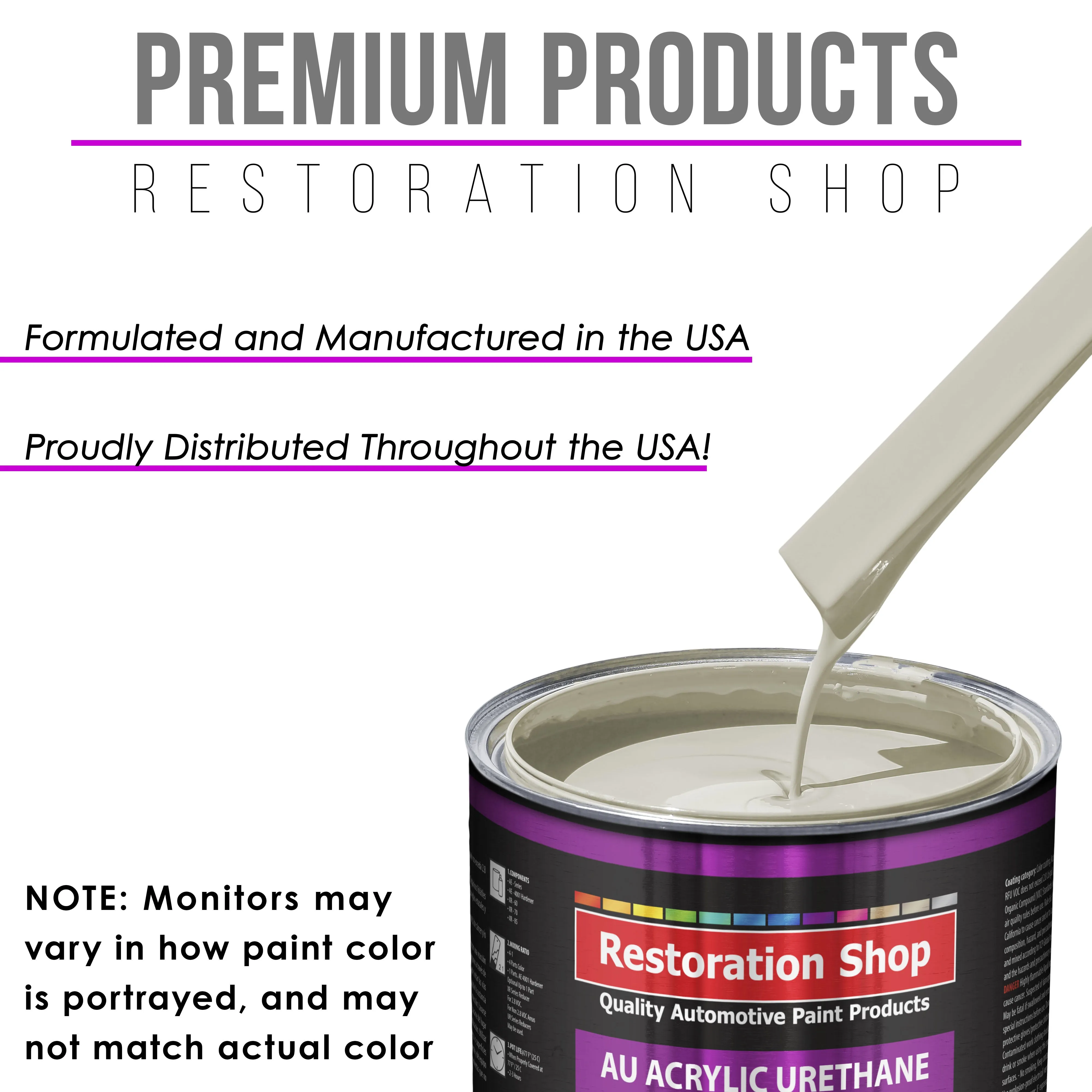 Ermine White Acrylic Urethane Auto Paint - Complete Quart Paint Kit - Professional Single Stage Automotive Car Truck Coating, 4:1 Mix Ratio 2.8 VOC