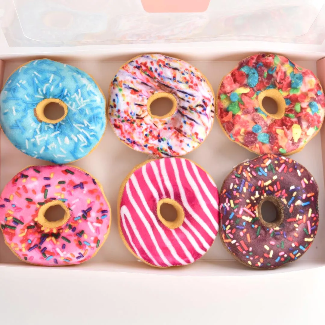 FAB DOG BOX OF DOUGHNUTS PLUSH SQUEAKY TOY