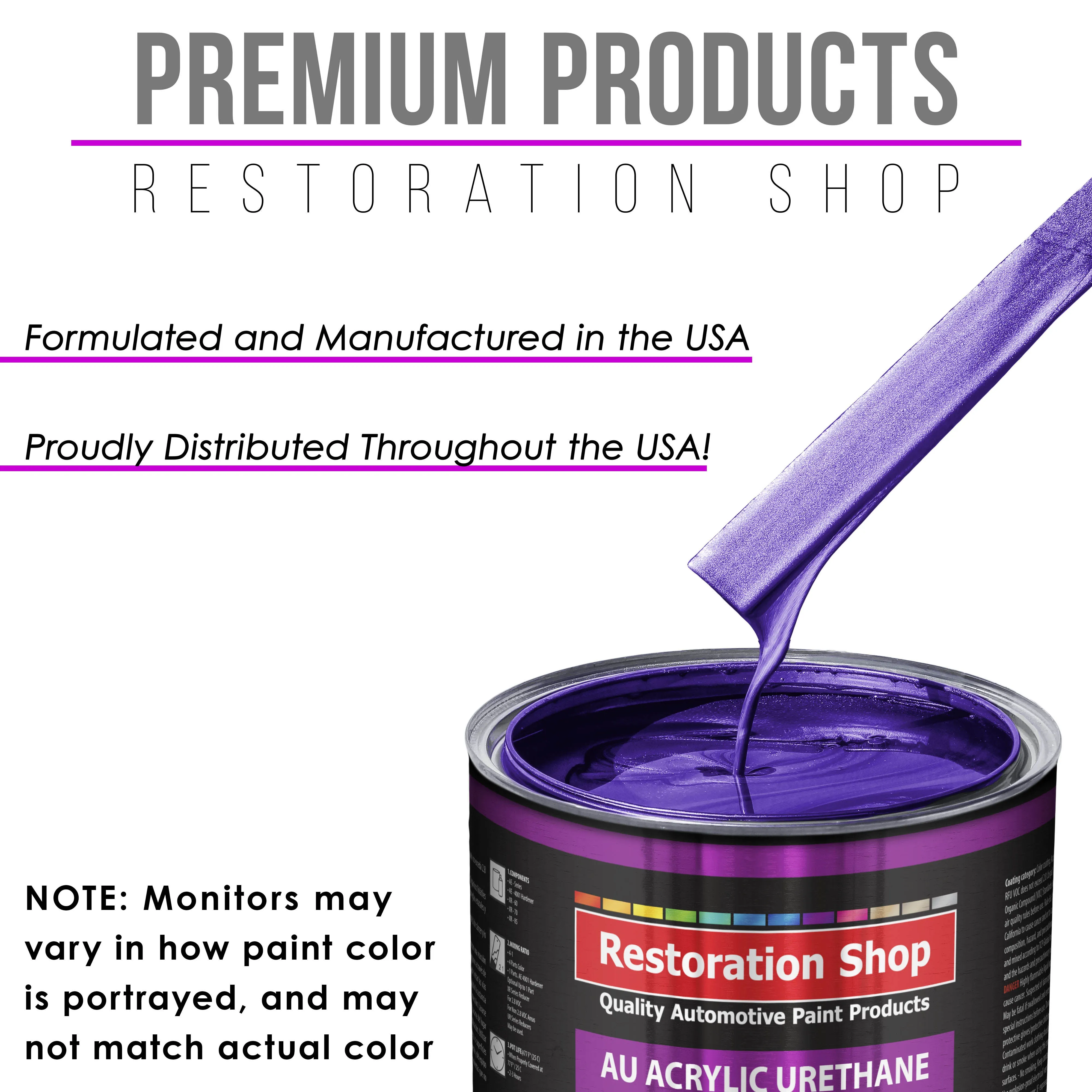 Firemist Purple Acrylic Urethane Auto Paint - Complete Gallon Paint Kit - Professional Single Stage Automotive Car Truck Coating 4:1 Mix Ratio 2.8 VOC
