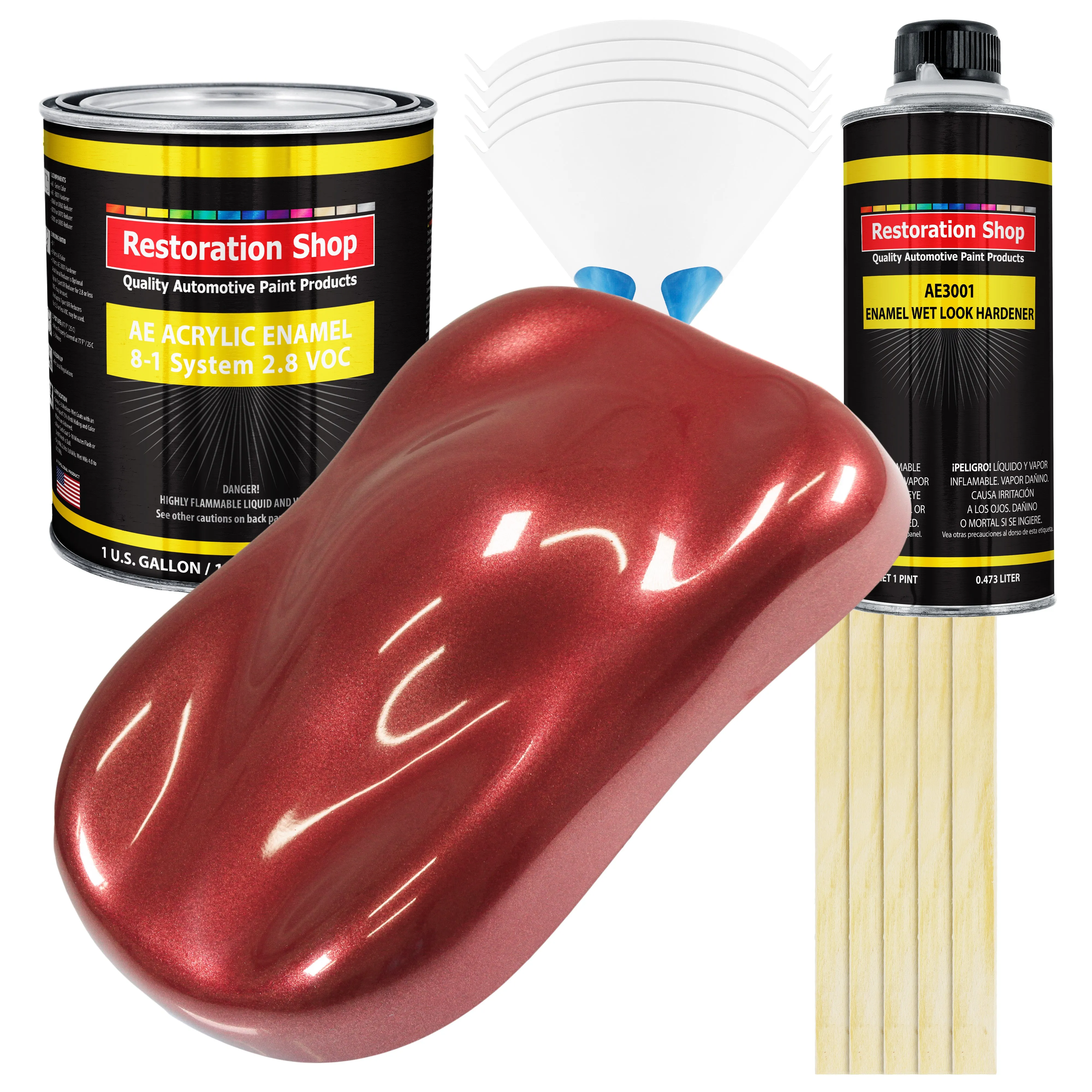 Firemist Red Acrylic Enamel Auto Paint - Complete Gallon Paint Kit - Professional Single Stage Automotive Car Truck Coating, 8:1 Mix Ratio 2.8 VOC