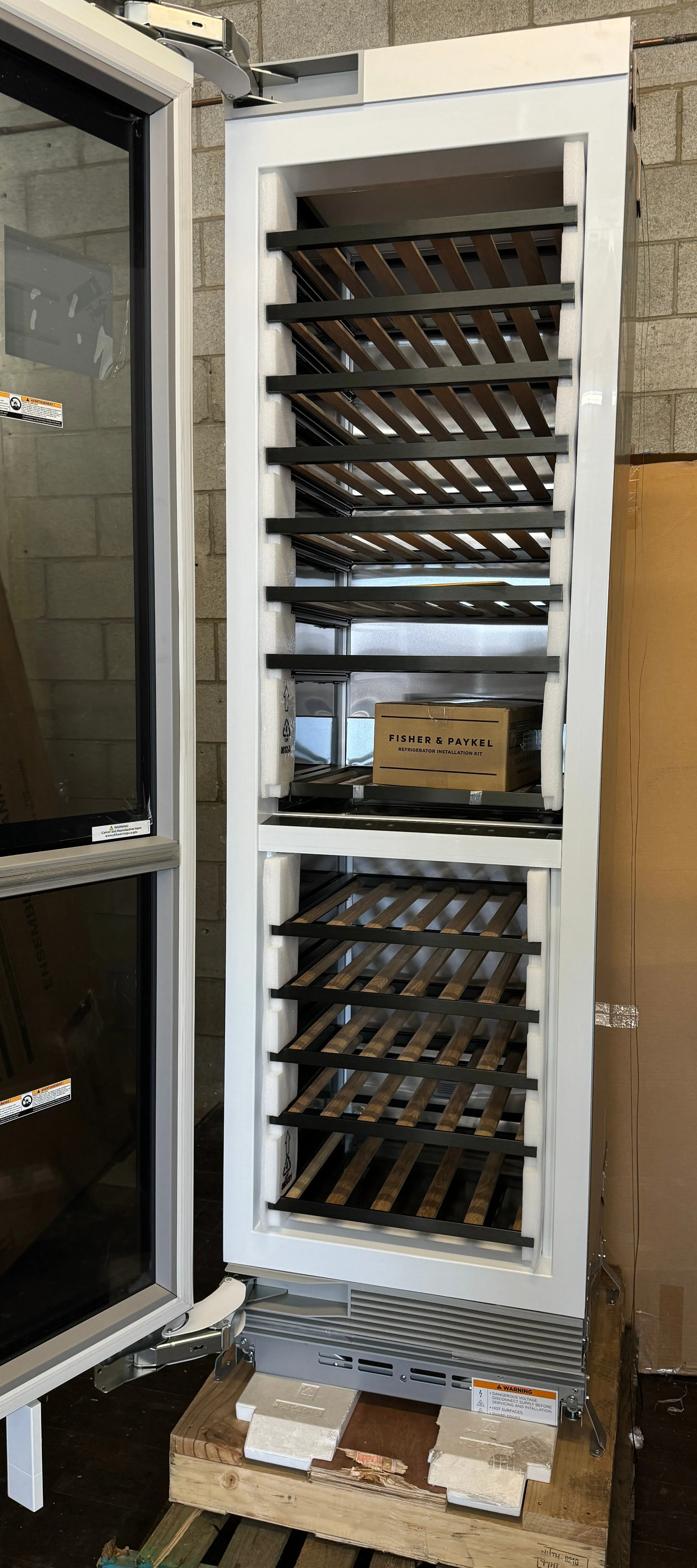 Fisher & Paykel Series 11 RS2484VL2K1 24 Inch Built-In Dual Zone Integrated Column Wine Cabinet with 91 Bottle Capacity, 13 Full Extension Storage Racks, UV-Tempered Glass Door, and Joiner Kit Included: Left Hinge, Panel Ready