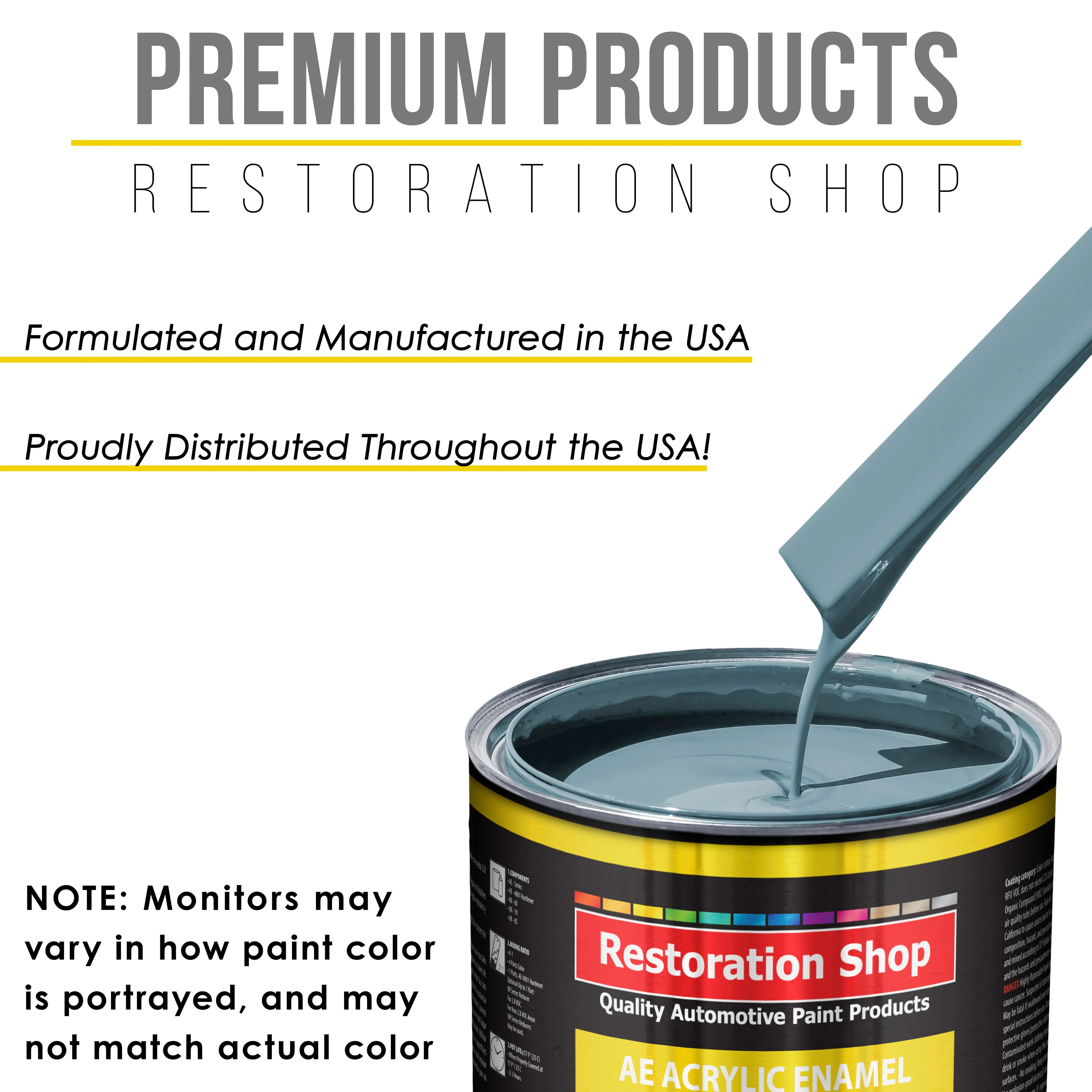 Glacier Blue Acrylic Enamel Auto Paint - Complete Quart Paint Kit - Professional Single Stage Automotive Car Truck Coating, 8:1 Mix Ratio 2.8 VOC