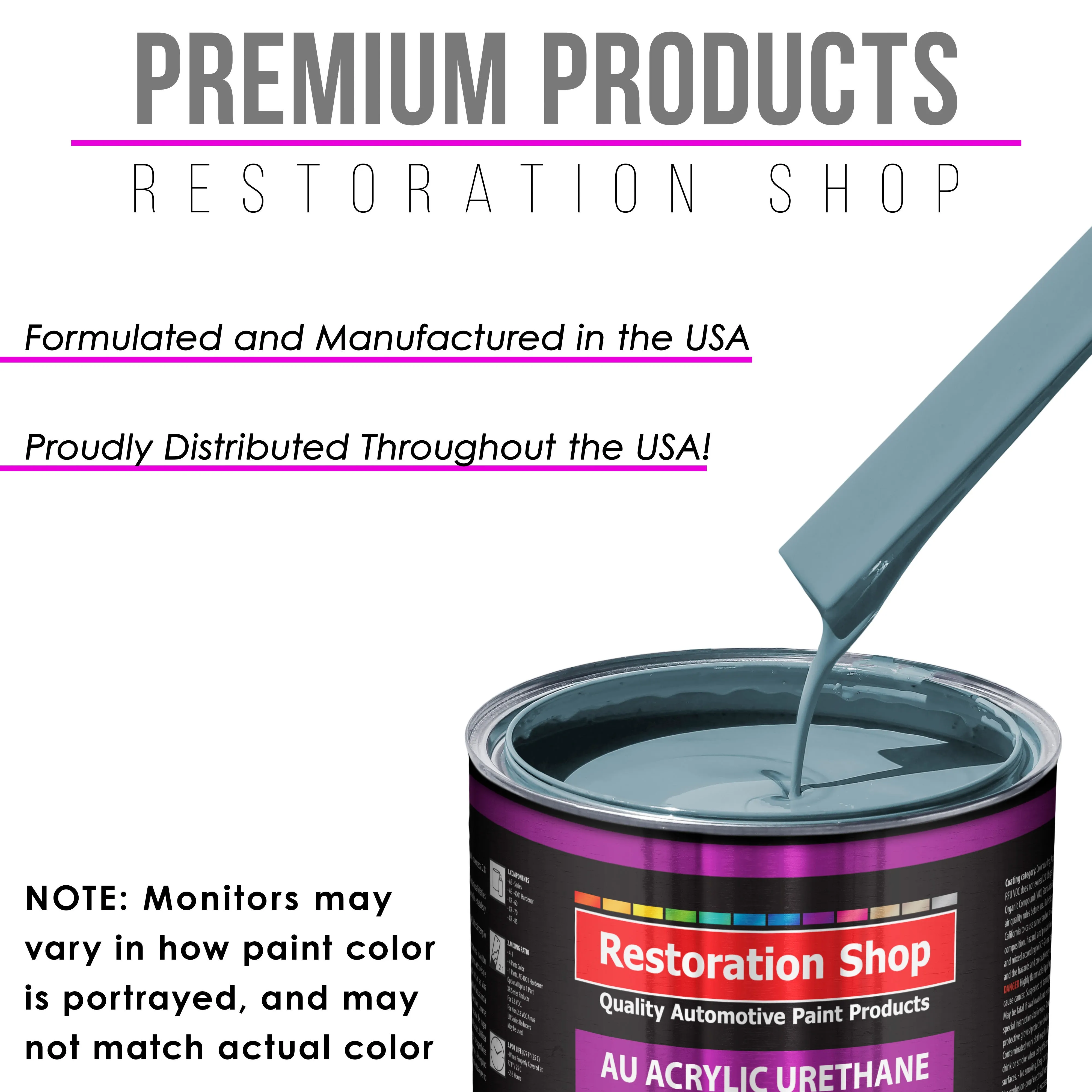 Glacier Blue Acrylic Urethane Auto Paint - Complete Gallon Paint Kit - Professional Single Stage Automotive Car Truck Coating, 4:1 Mix Ratio 2.8 VOC