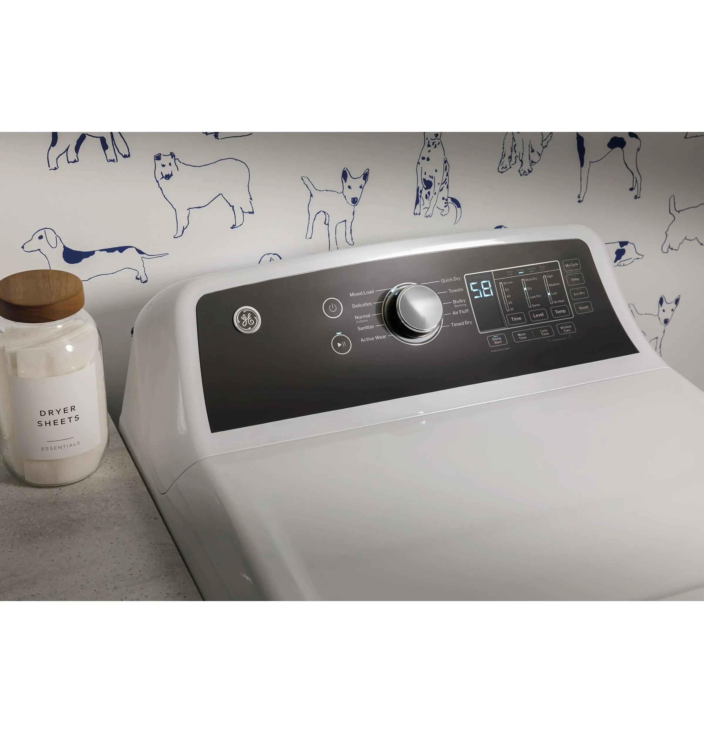 GTD58GBSVWS GE® 7.4 cu. ft. Capacity Gas&#x00A0;Dryer with Up To 120 ft. Venting&#x00A0;and&#x00A0;Sensor Dry
