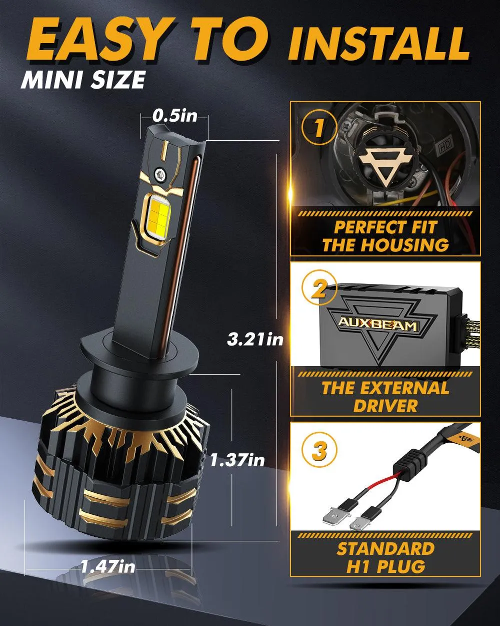 H1 LED Bulb Fog Lights 110W 25000LM GX Bi-Color Series High Power & Brightness Dual Color Switchback | 2 Bulbs