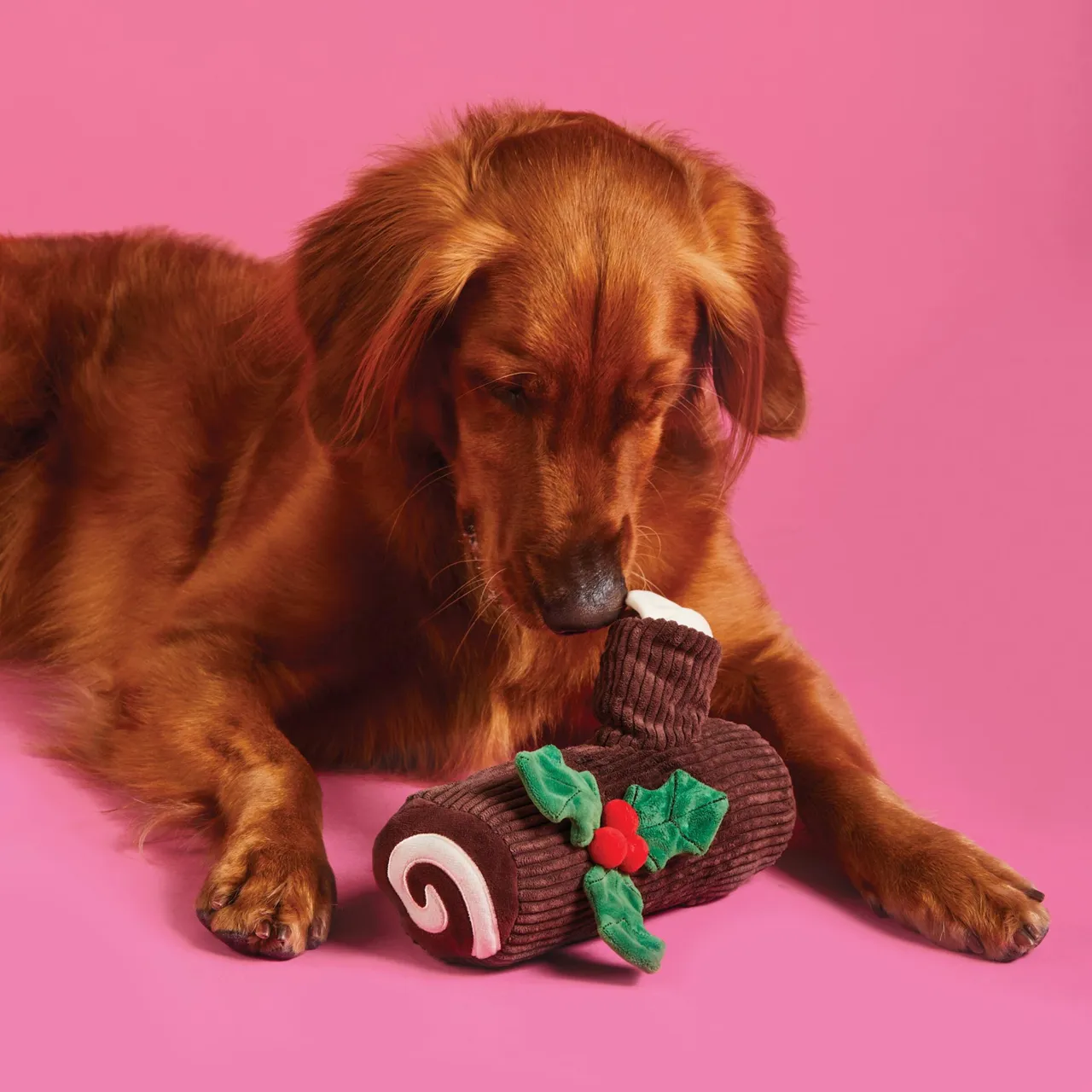 Holiday Squeaky Plush Interactive Snuffle Dog toys, Yule Log