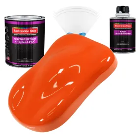 Hugger Orange Acrylic Urethane Auto Paint - Complete Quart Paint Kit - Professional Single Stage Automotive Car Truck Coating, 4:1 Mix Ratio 2.8 VOC