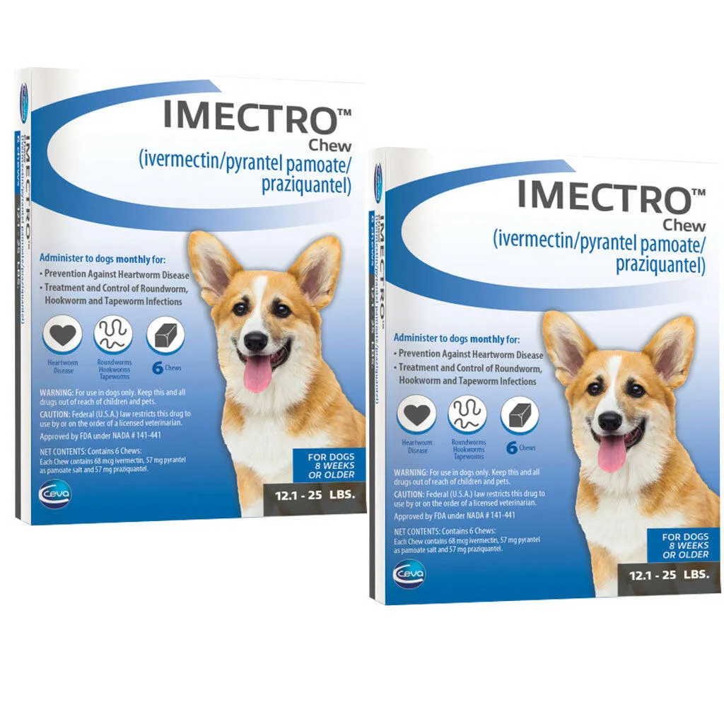 Imectro Chew for Dogs, 12.1-25 lbs, (Blue Box)