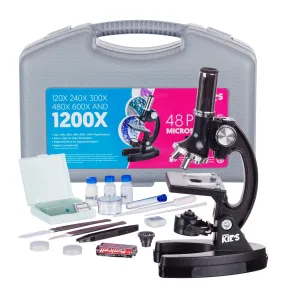 IQCrew By AMSCOPE M30 Series Kids Educational Compound Microscope 120X-240X-300X-480X-600X-1200X Magnification With Metal Arm