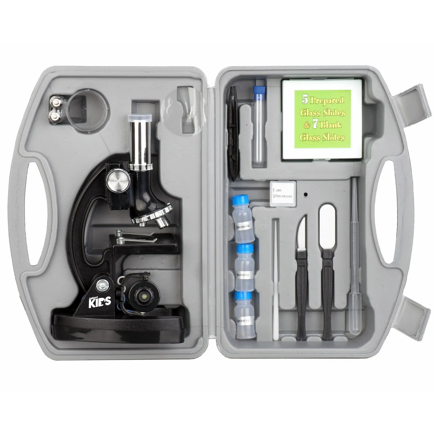 IQCrew By AMSCOPE M30 Series Kids Educational Compound Microscope 120X-240X-300X-480X-600X-1200X Magnification With Metal Arm