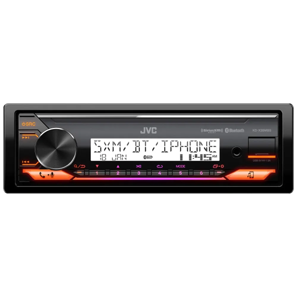 JVC Digital Media Mechless Marine Receiver LED Bluetooth iPhone USB KD-X38MBS