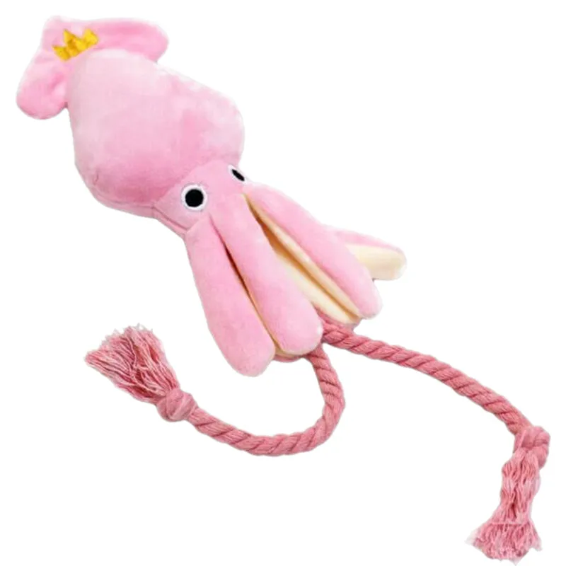 Kawaii Squeaky Pink Octopus Dog Toy