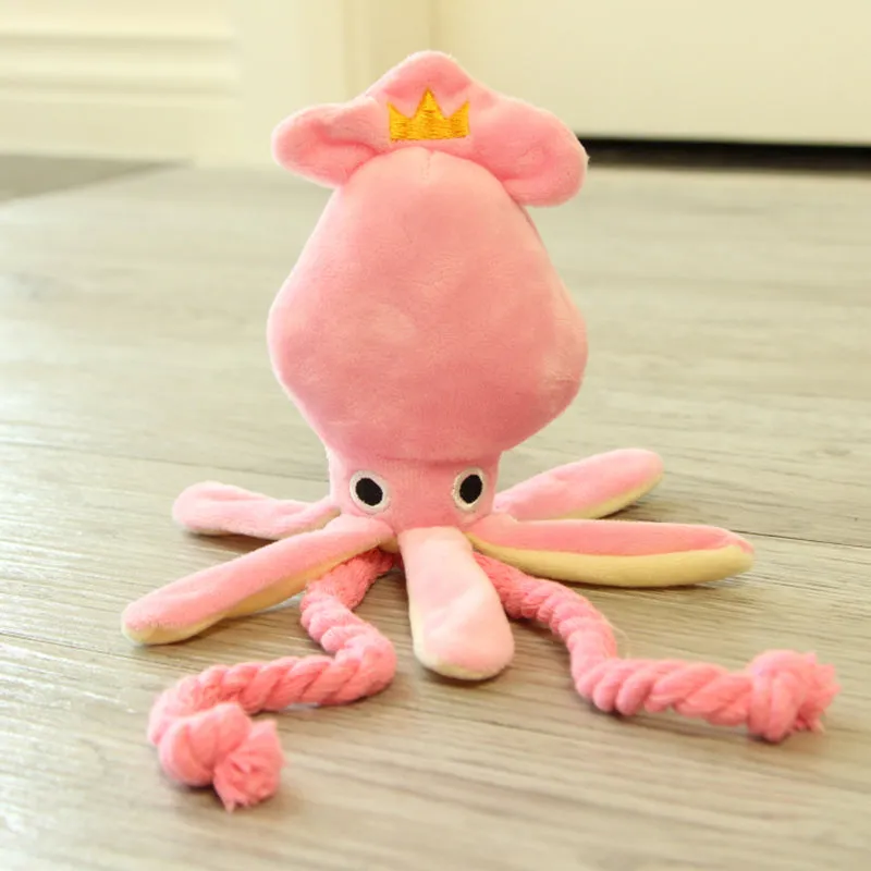 Kawaii Squeaky Pink Octopus Dog Toy