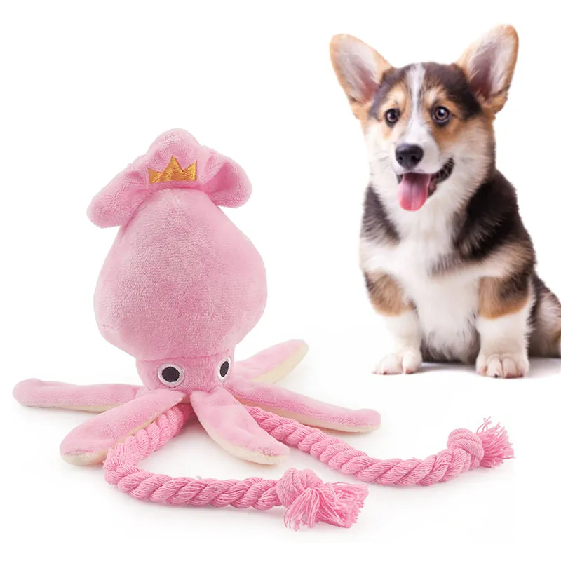 Kawaii Squeaky Pink Octopus Dog Toy