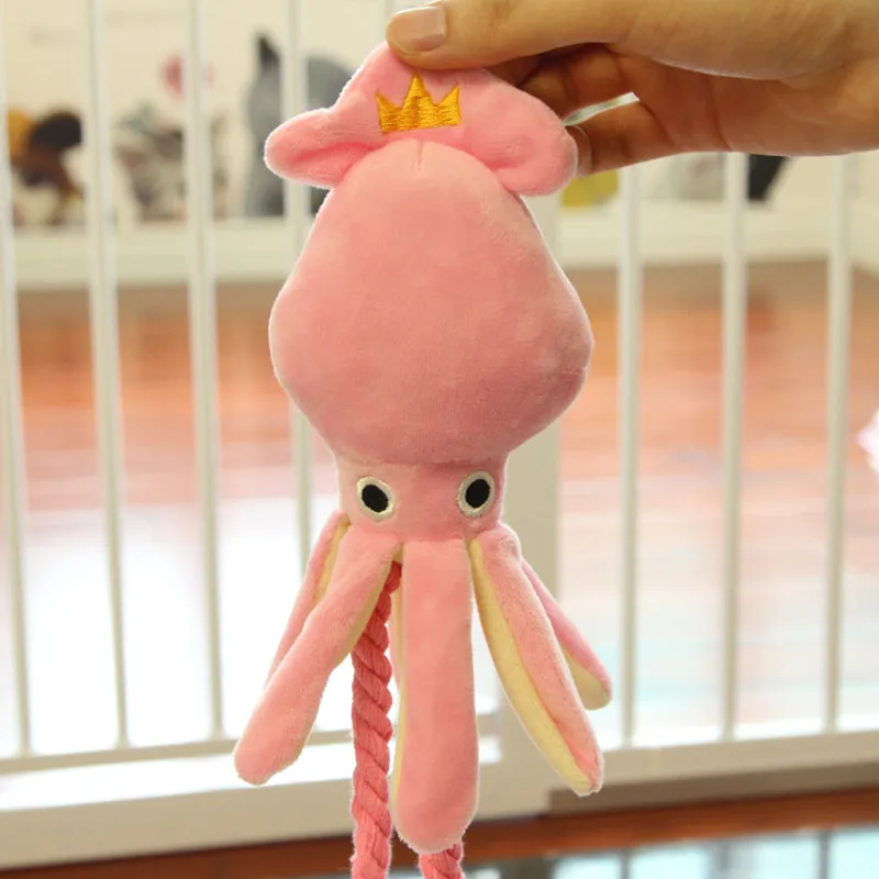 Kawaii Squeaky Pink Octopus Dog Toy