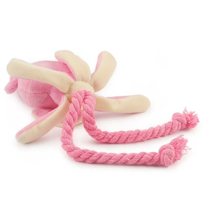 Kawaii Squeaky Pink Octopus Dog Toy