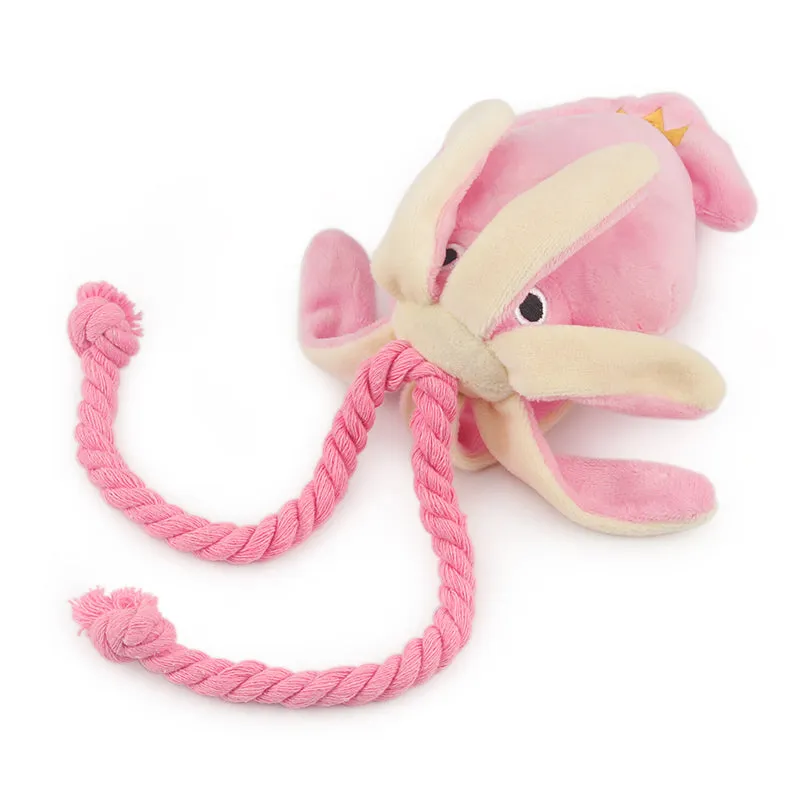 Kawaii Squeaky Pink Octopus Dog Toy