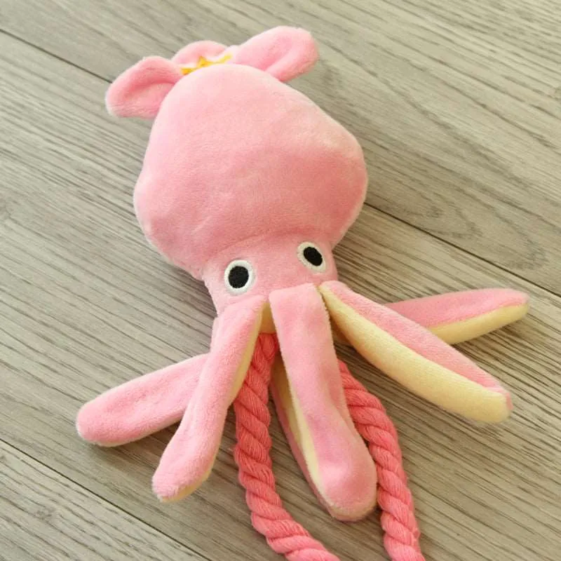 Kawaii Squeaky Pink Octopus Dog Toy