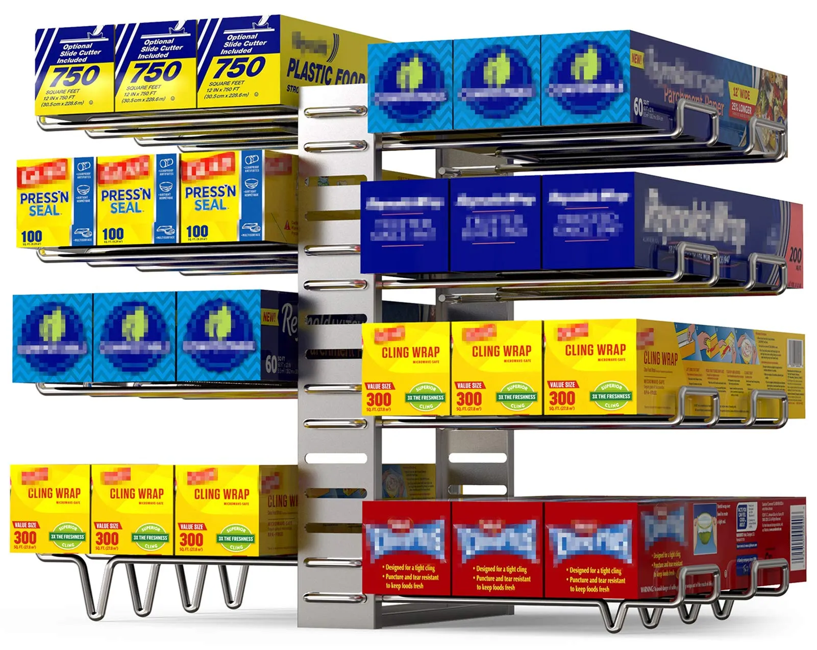 Kitchen Wrap Organizer Rack, Adjustable Wrap Stand For Kitchen Cabinet Tin Foil