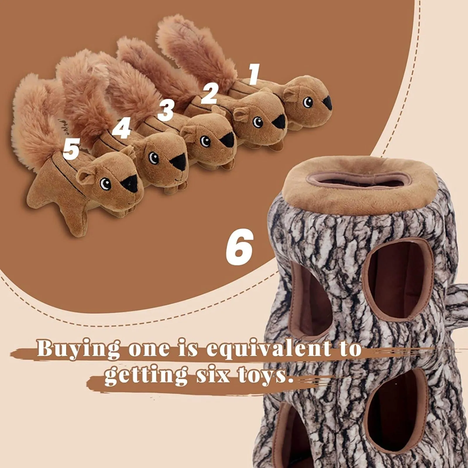 Laifug Hidden Squirrel Plush Dog Toy