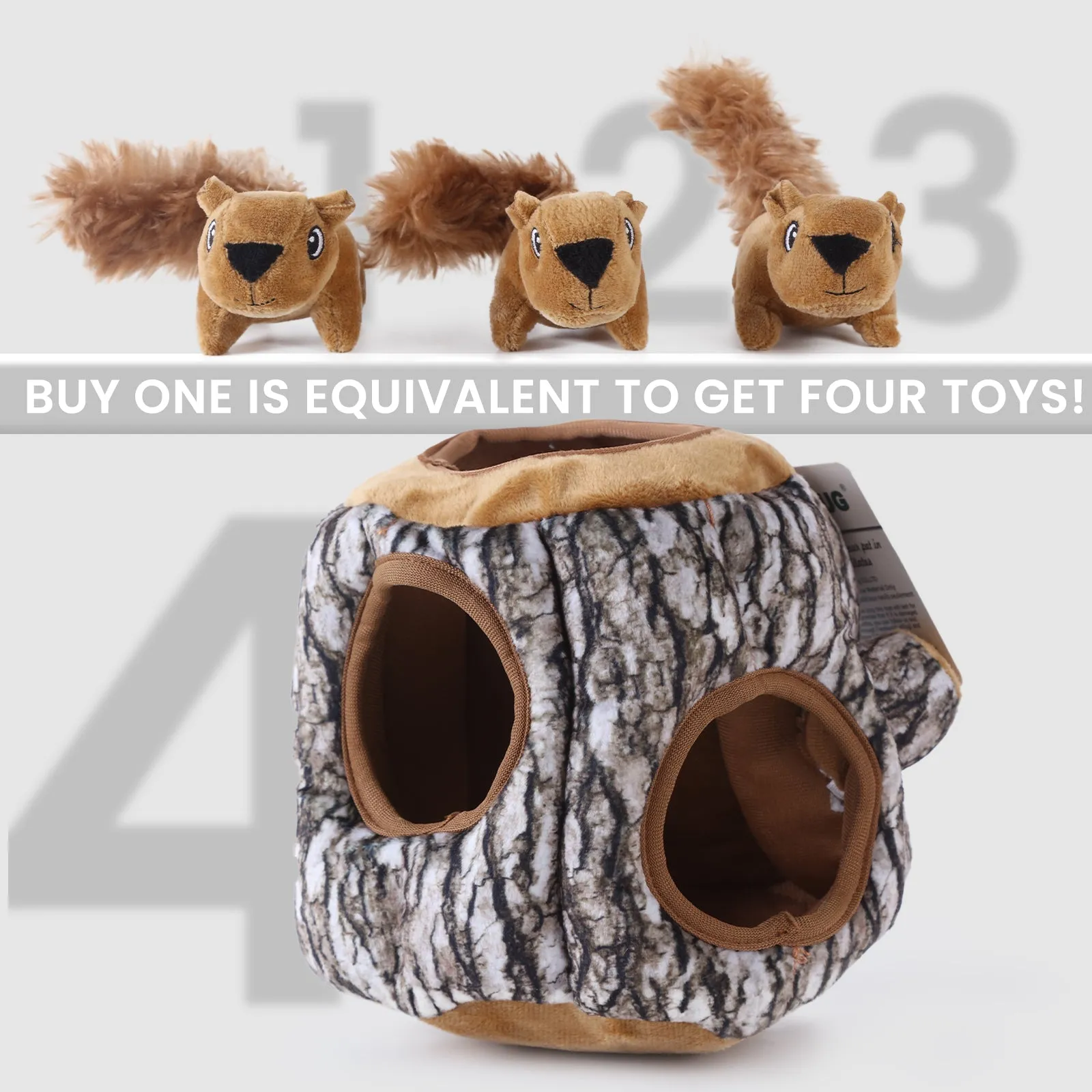 Laifug Hidden Squirrel Plush Dog Toy