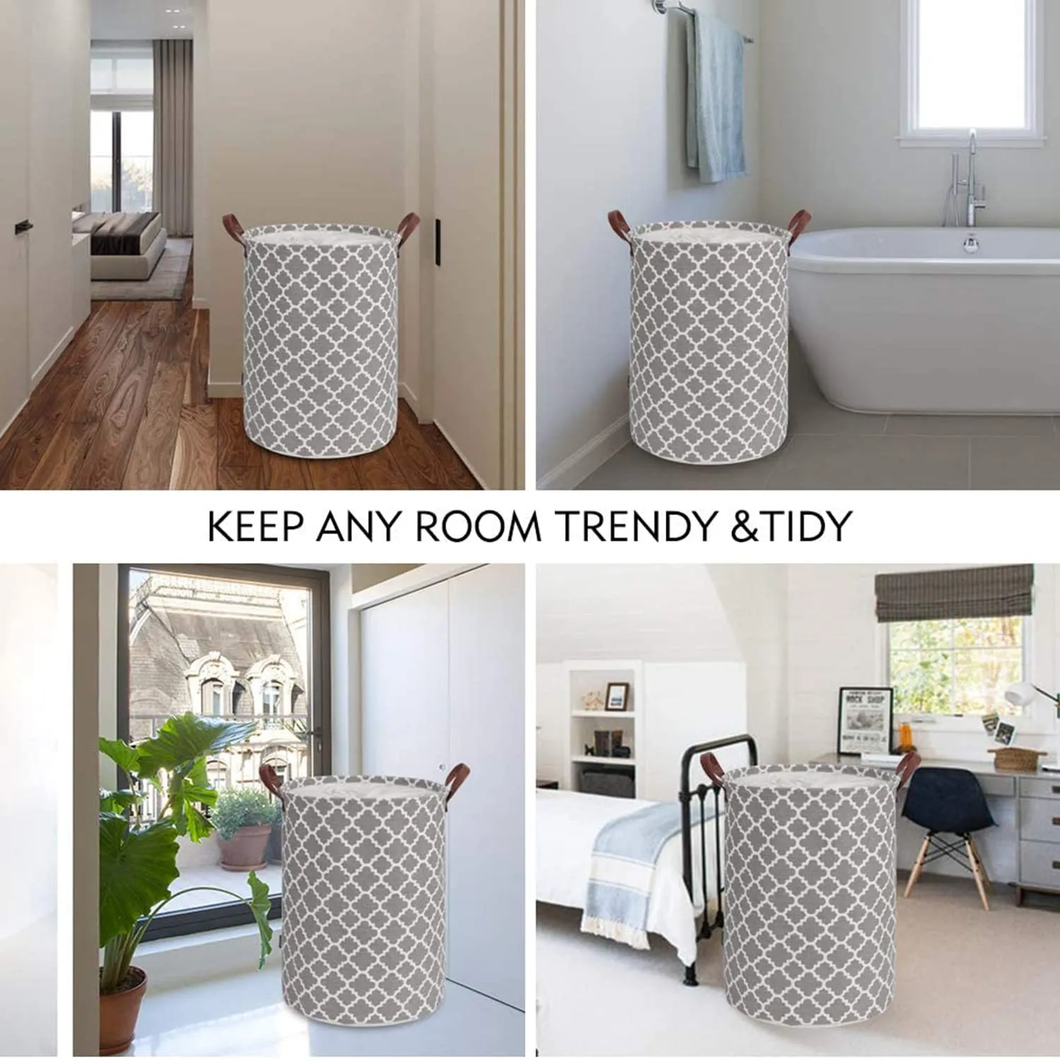 Laundry Basket with Handle-Grey Diamond