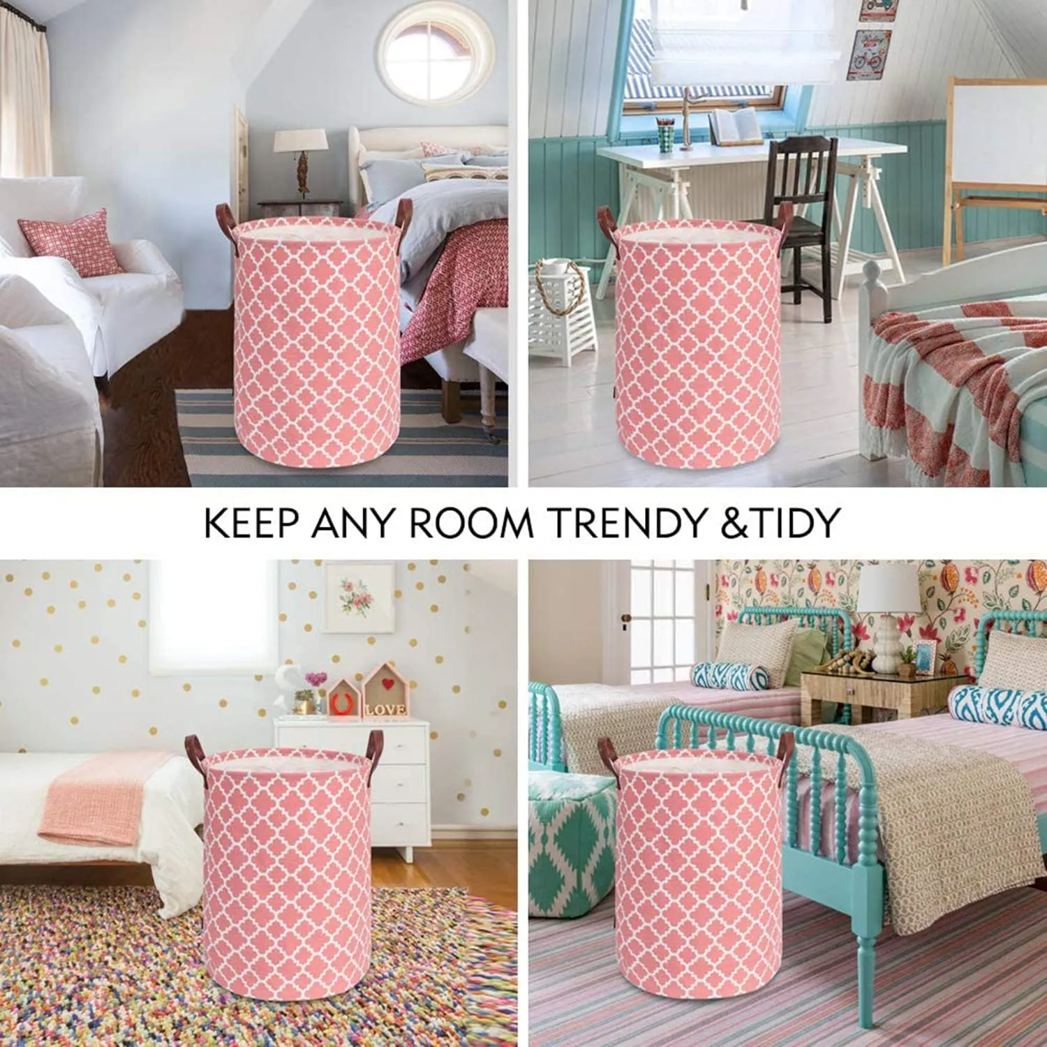 Laundry Basket with Handle-Pink Diamond