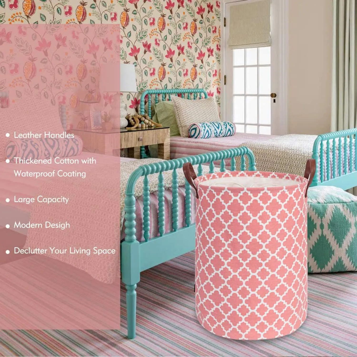 Laundry Basket with Handle-Pink Diamond