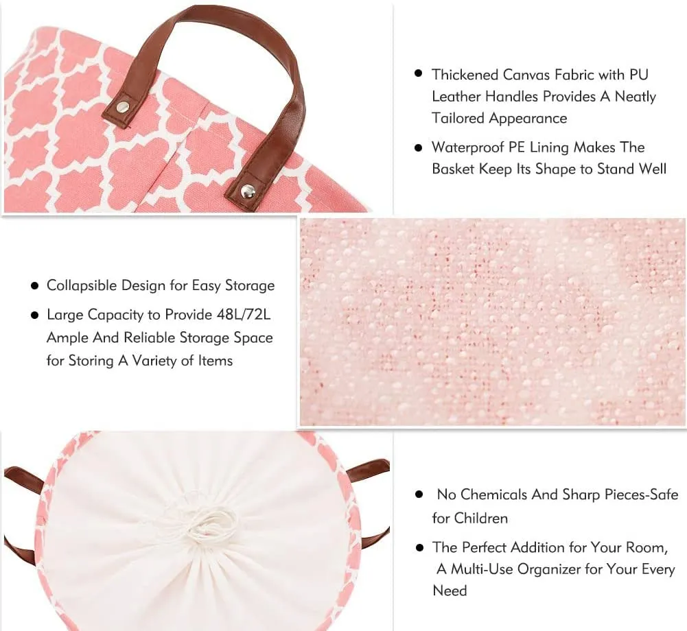 Laundry Basket with Handle-Pink Diamond