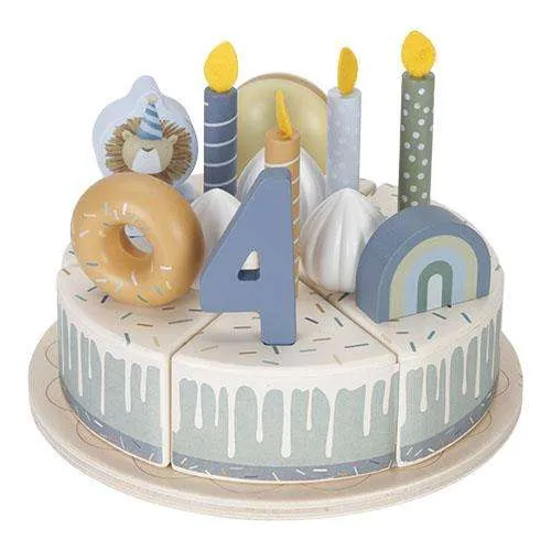 Ld wooden birthday cake -Blue 26pcs