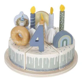 Ld wooden birthday cake -Blue 26pcs