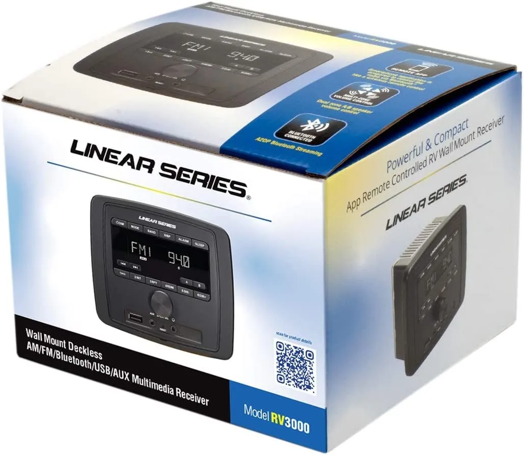 Linear Series RV3000  AM/FM & USB/BT Deckless Wall Mount Receiver