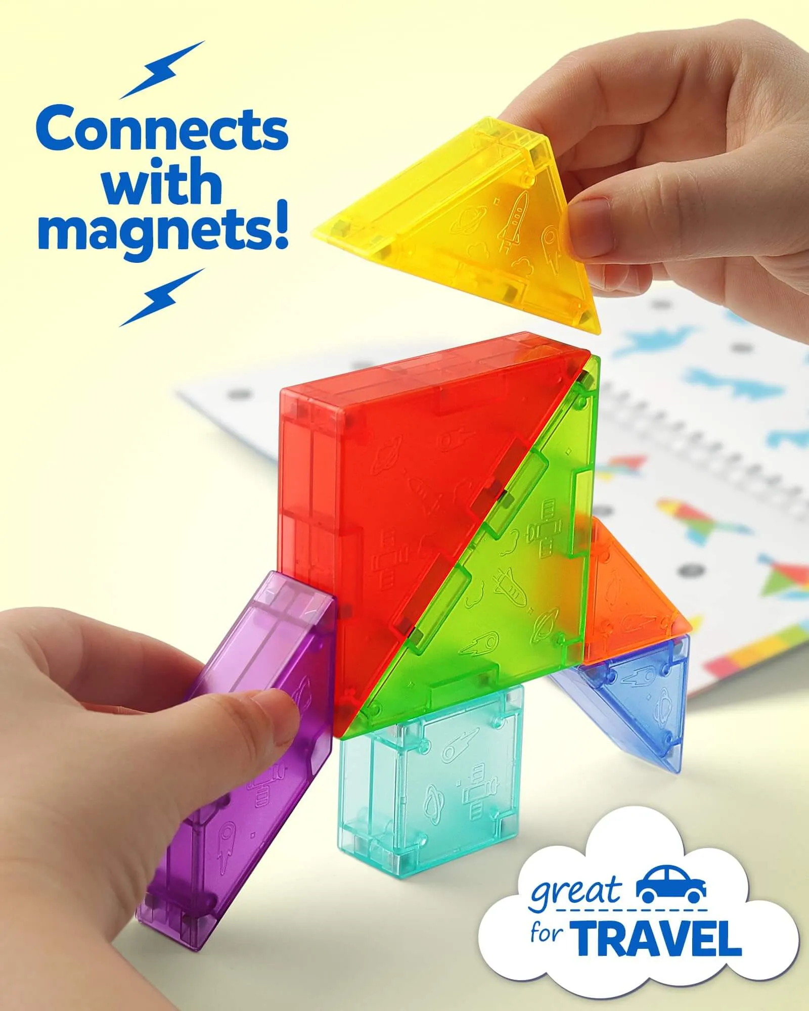 Magnetic Travel Tangram Puzzle with 3D Building Blocks