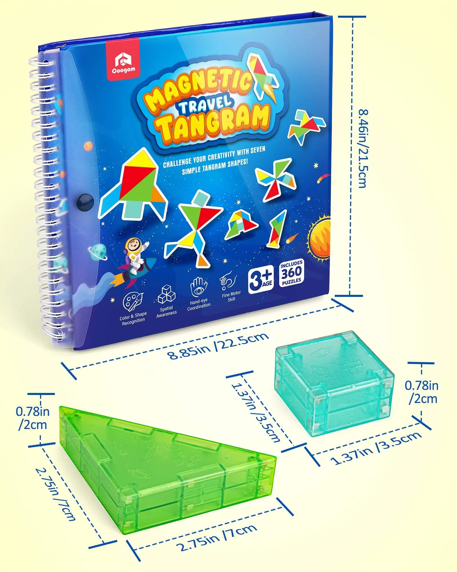 Magnetic Travel Tangram Puzzle with 3D Building Blocks
