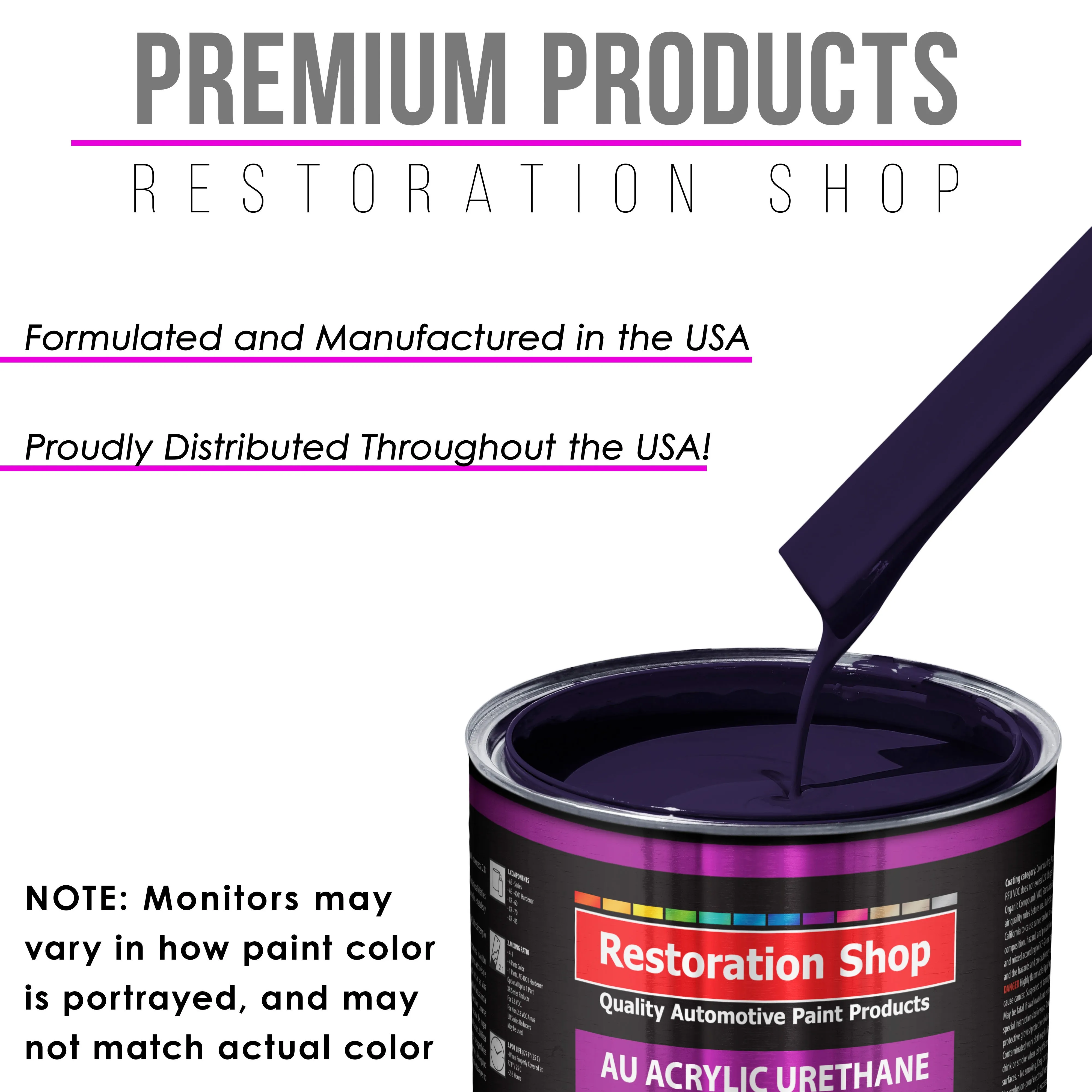 Majestic Purple Acrylic Urethane Auto Paint - Complete Quart Paint Kit - Professional Single Stage Automotive Car Truck Coating, 4:1 Mix Ratio 2.8 VOC