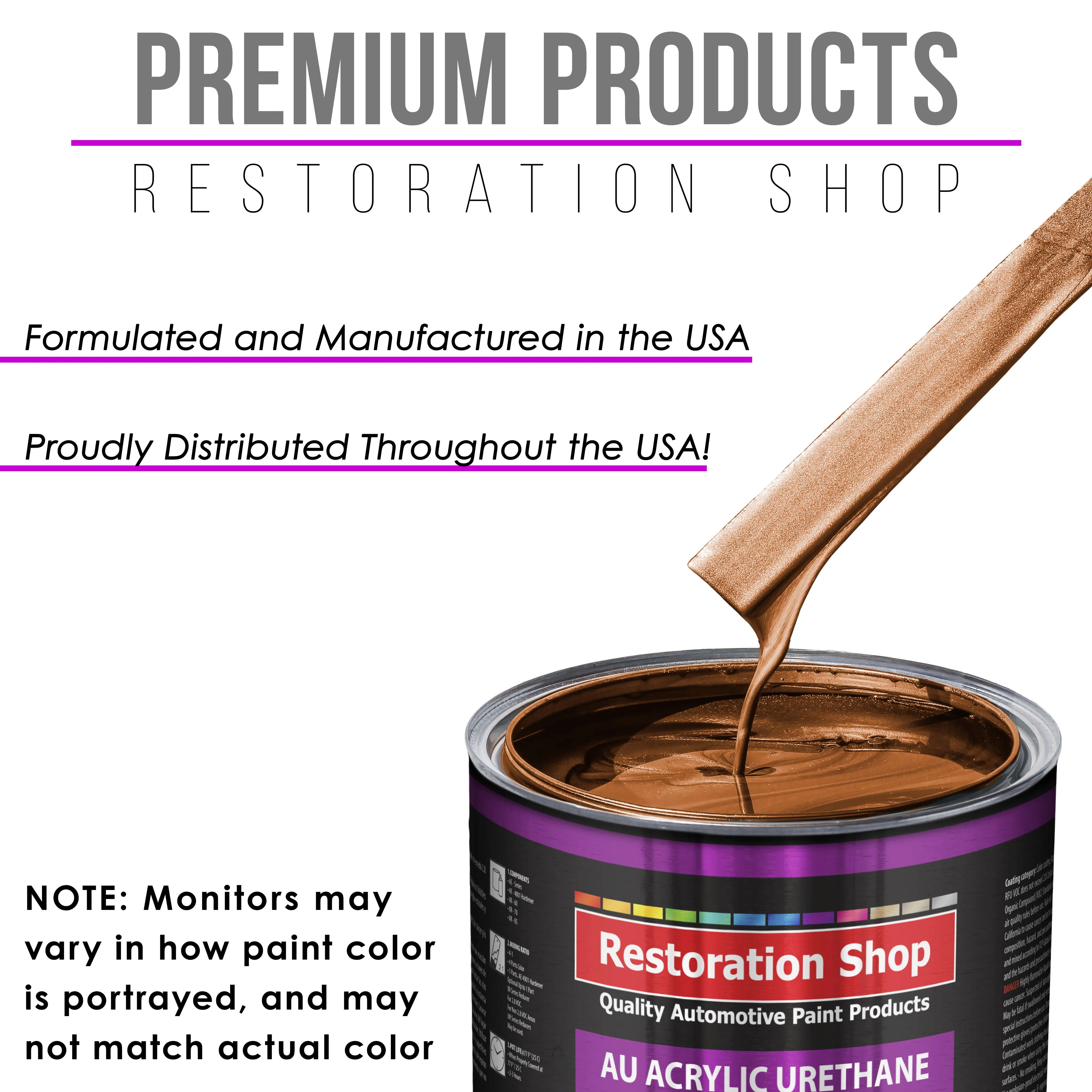 Malibu Sunset Orange Metallic Acrylic Urethane Auto Paint - Complete Quart Paint Kit - Pro Single Stage Automotive Car Coating, 4:1 Mix Ratio 2.8 VOC