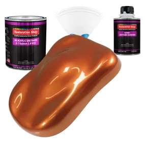 Malibu Sunset Orange Metallic Acrylic Urethane Auto Paint - Complete Quart Paint Kit - Pro Single Stage Automotive Car Coating, 4:1 Mix Ratio 2.8 VOC