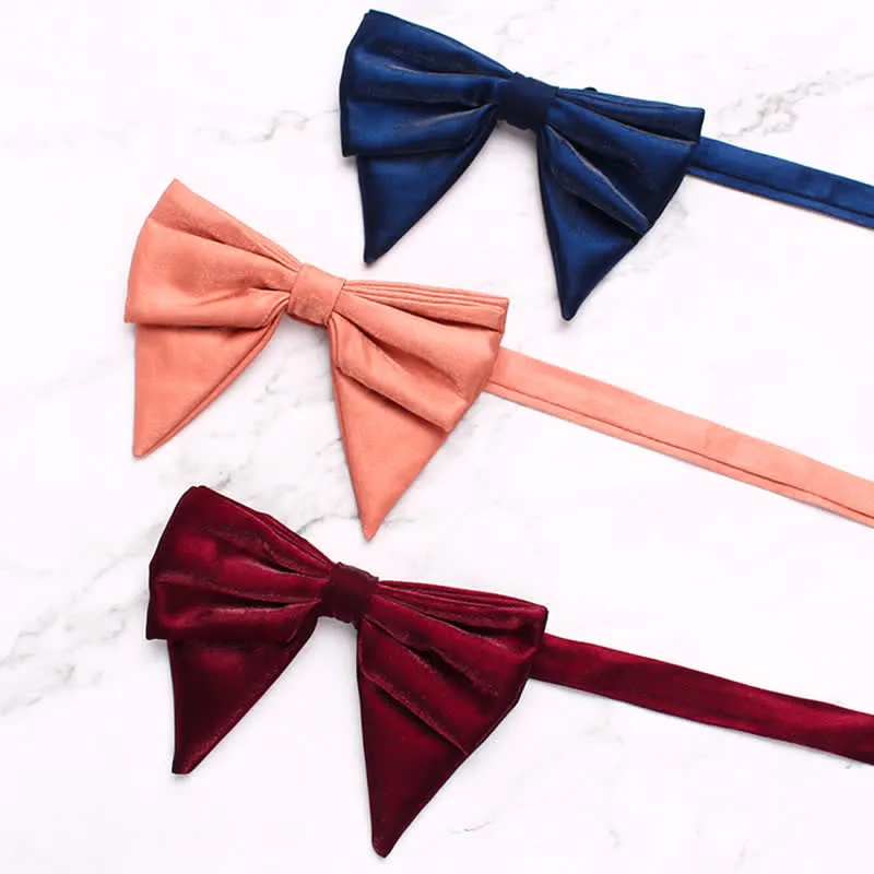 Men's Gloss Fabric Double Layered Oversized Pointed Bow Tie