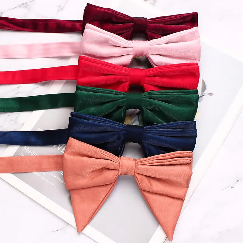 Men's Gloss Fabric Double Layered Oversized Pointed Bow Tie