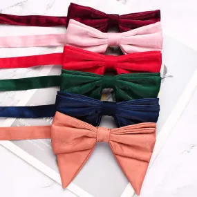 Men's Gloss Fabric Double Layered Oversized Pointed Bow Tie