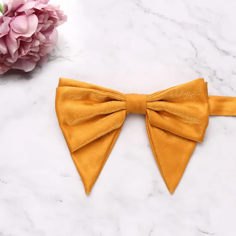 Men's Gloss Fabric Double Layered Oversized Pointed Bow Tie