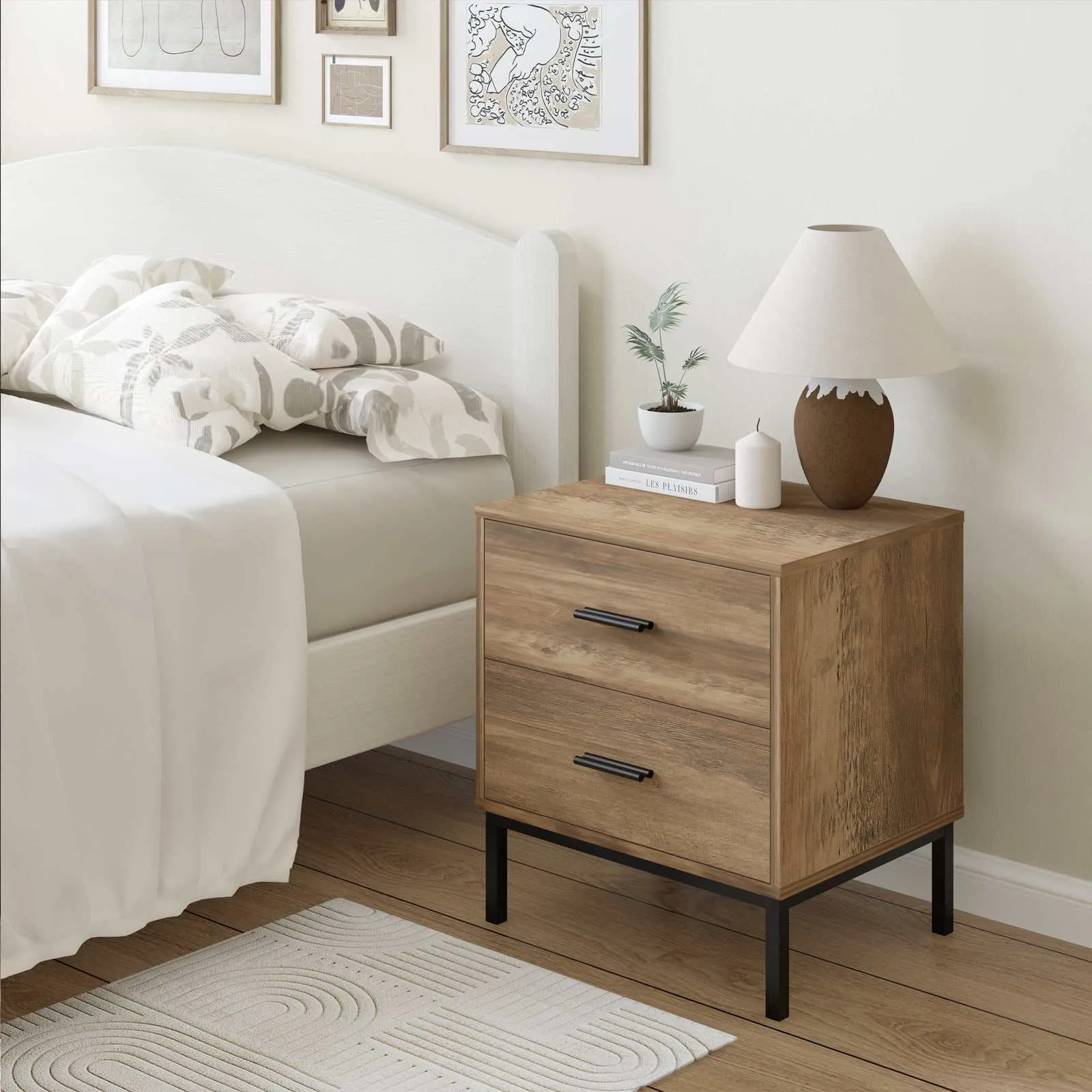 MerryLuk Bronx Chest of 5 Drawers Dresser Nightstand Set