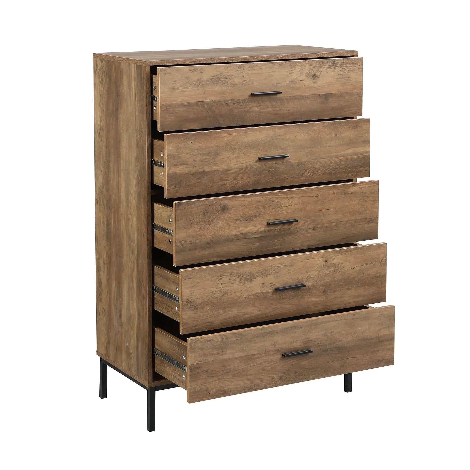 MerryLuk Bronx Chest of 5 Drawers Dresser Nightstand Set