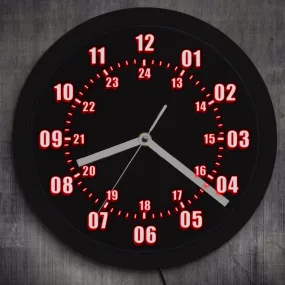 Military Time 24 Hours Display Neon Sign Wall Clock with LED Backlight Military World Time Zone Amateur Neon Sign LED Wall Clock