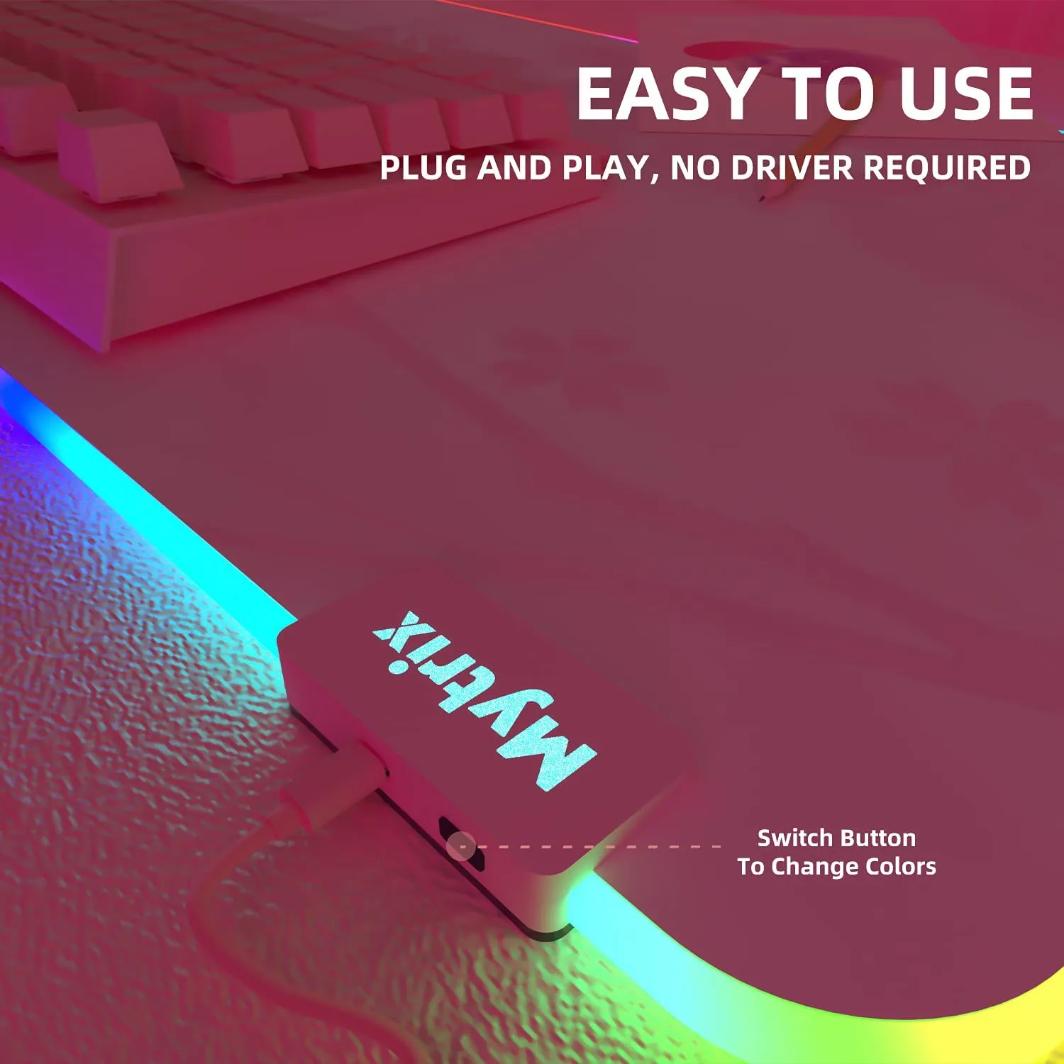 Mytrix Sakura Cherry Blossoms Pink RGB Gaming Mouse Pad, LED Soft Extended Large Office Mouse Pad, Anti-Slip Rubber Base, Keyboard Mouse Mat - Pink