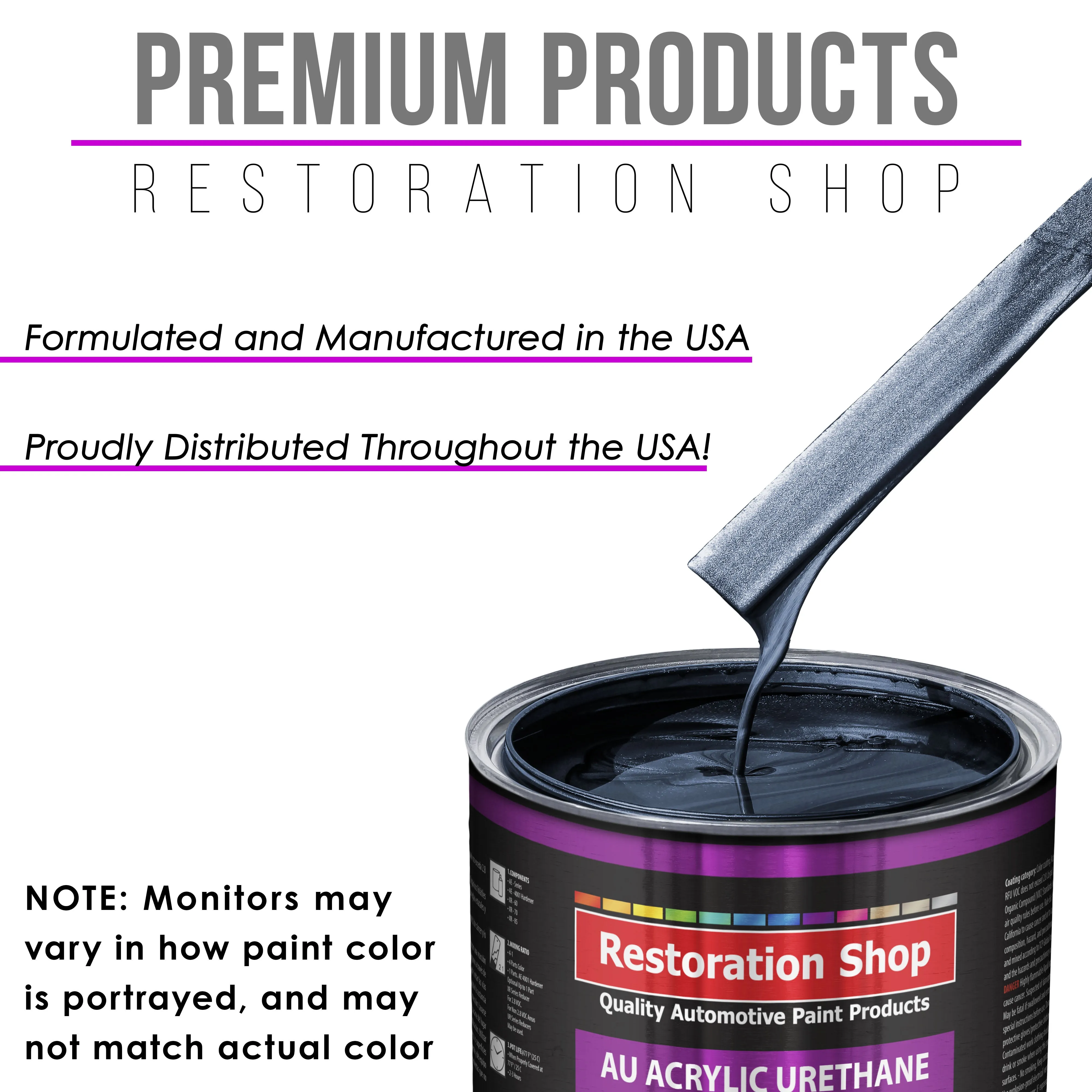 Neptune Blue Firemist Acrylic Urethane Auto Paint - Complete Quart Paint Kit - Professional Single Stage Automotive Car Coating, 4:1 Mix Ratio 2.8 VOC