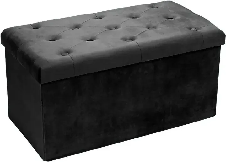 New Velvet Ottoman Storage Benches Folding Stool Soft Cushion Footrest Toy Storage Box Seat for Living Room