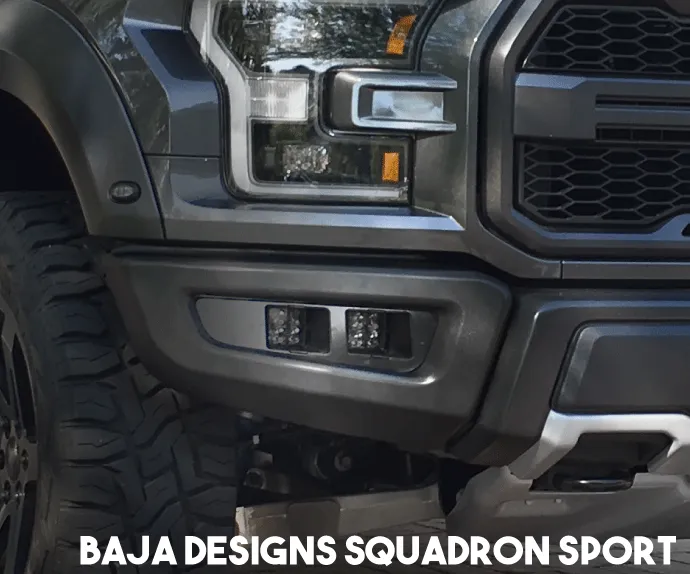 Offroad Alliance - Dual Bezel Fog Light Kit w/ Baja Designs Squadron Sport Lights - 2017-2020 Raptor