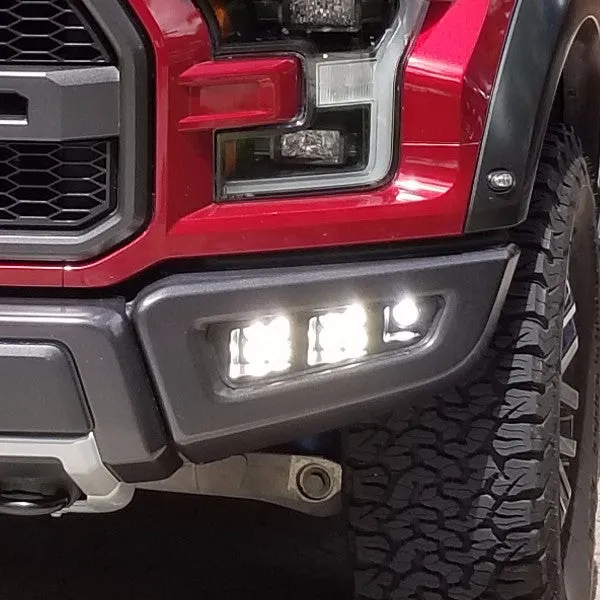 Offroad Alliance - Triple Bezel Fog Light Kit w/ Baja Designs Squadron Pro Lights - 2017-2020 Raptor