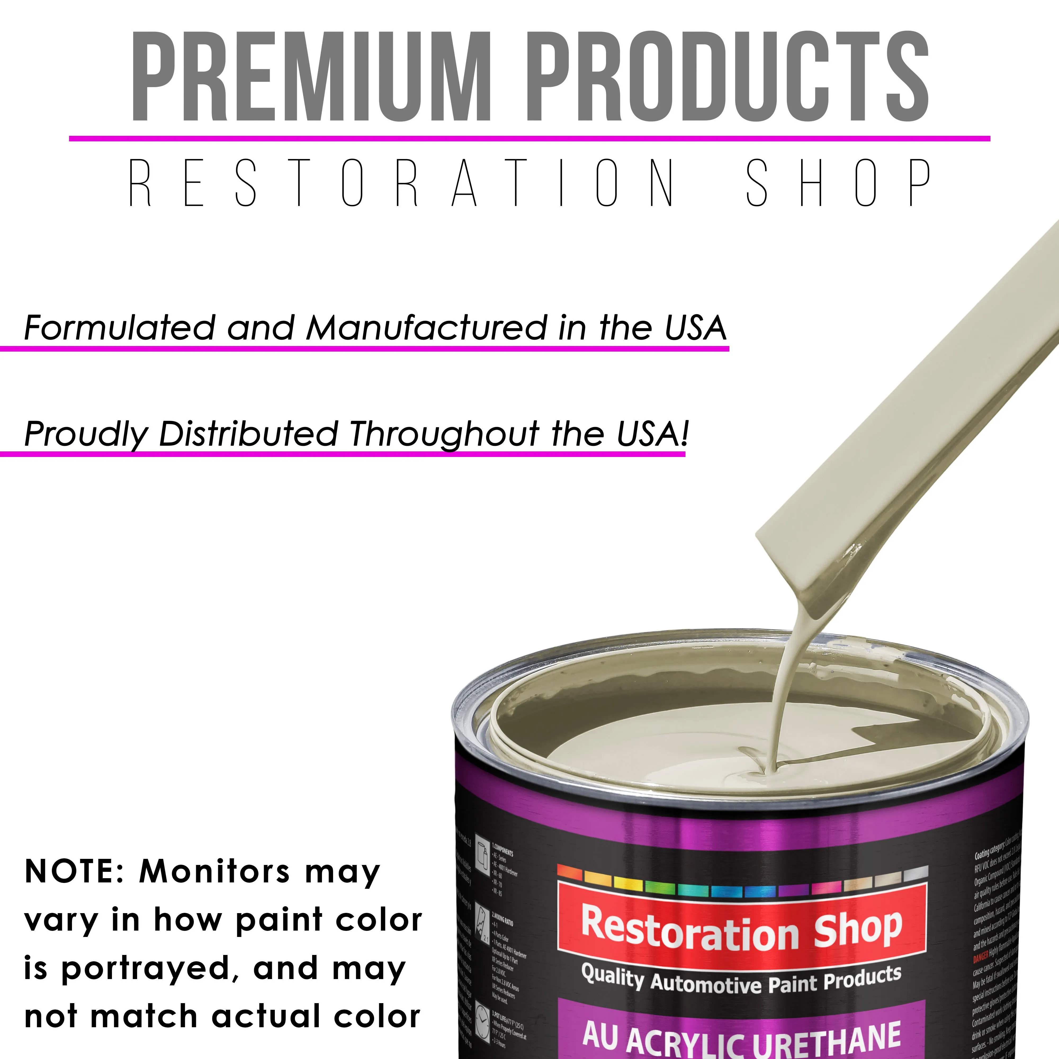Performance Bright White Acrylic Urethane Auto Paint (Complete Quart Paint Kit) Professional Single Stage Automotive Car Coating 4:1 Mix Ratio 2.8 VOC